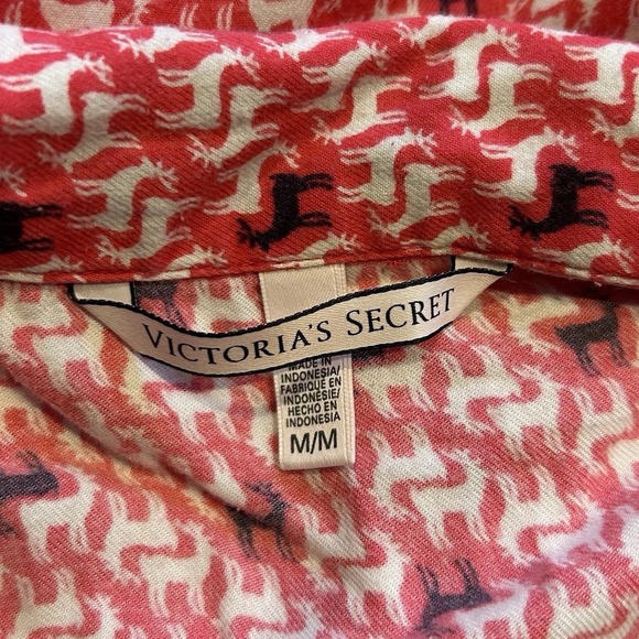 Victoria's Secret Dreamer Pajamas M Red Reindeer‎ Modal Lightweight Flannel - Picture 5 of 9